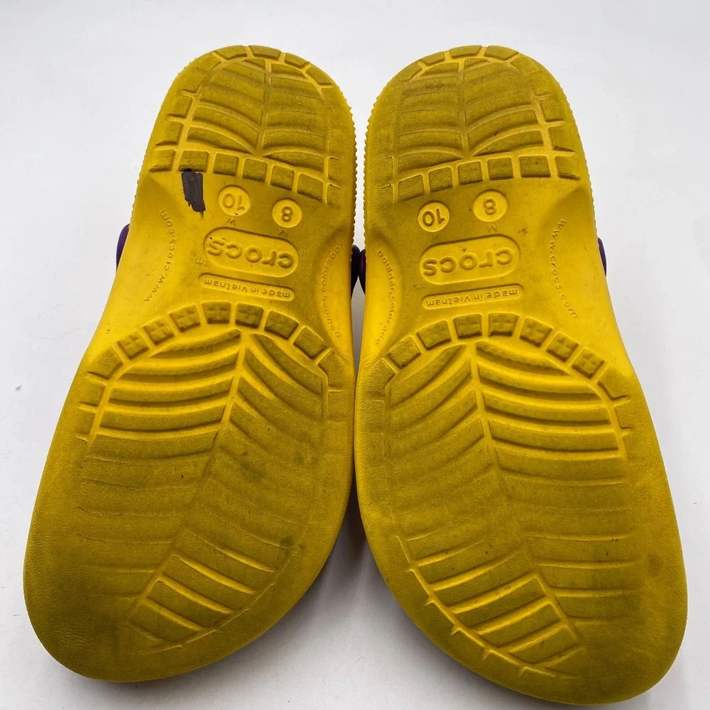LSU Crocs Classic Clog Shoes Mens 8 Womens 10 Purple Yellow Tigers Fan Gear NCAA